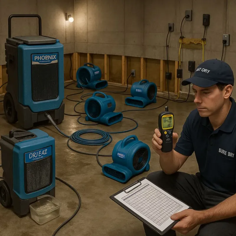 Structural Drying and Dehumidification process in Rosebud, TX